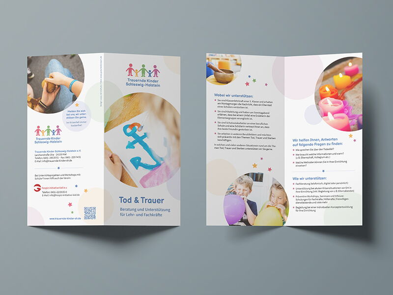 4-seitiger DIN lang Flyer für den Verein Trauernde Kinder Schleswig-Holstein