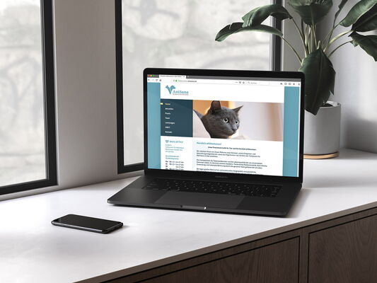 Laptop zeigt die Website von AniSana