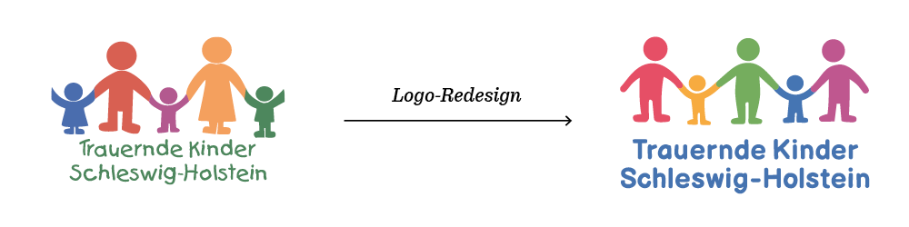 Vergleich des Logos Trauernde Kinder Schleswig-Holstein vor und nach dem Redesign