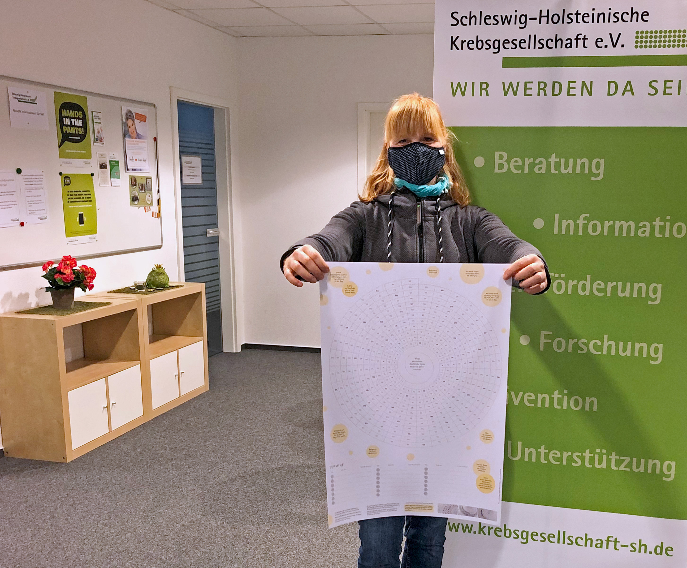 Nicole Weber überreicht Plakate an die Schleswig-Holsteinische Krebsgesellschaft e.V.